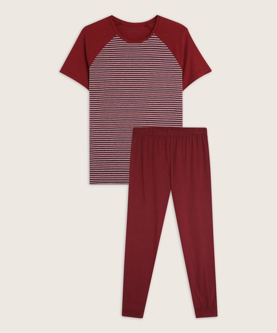 Pijama Camiseta Mangas Estampadas Pantalón Bota Recta