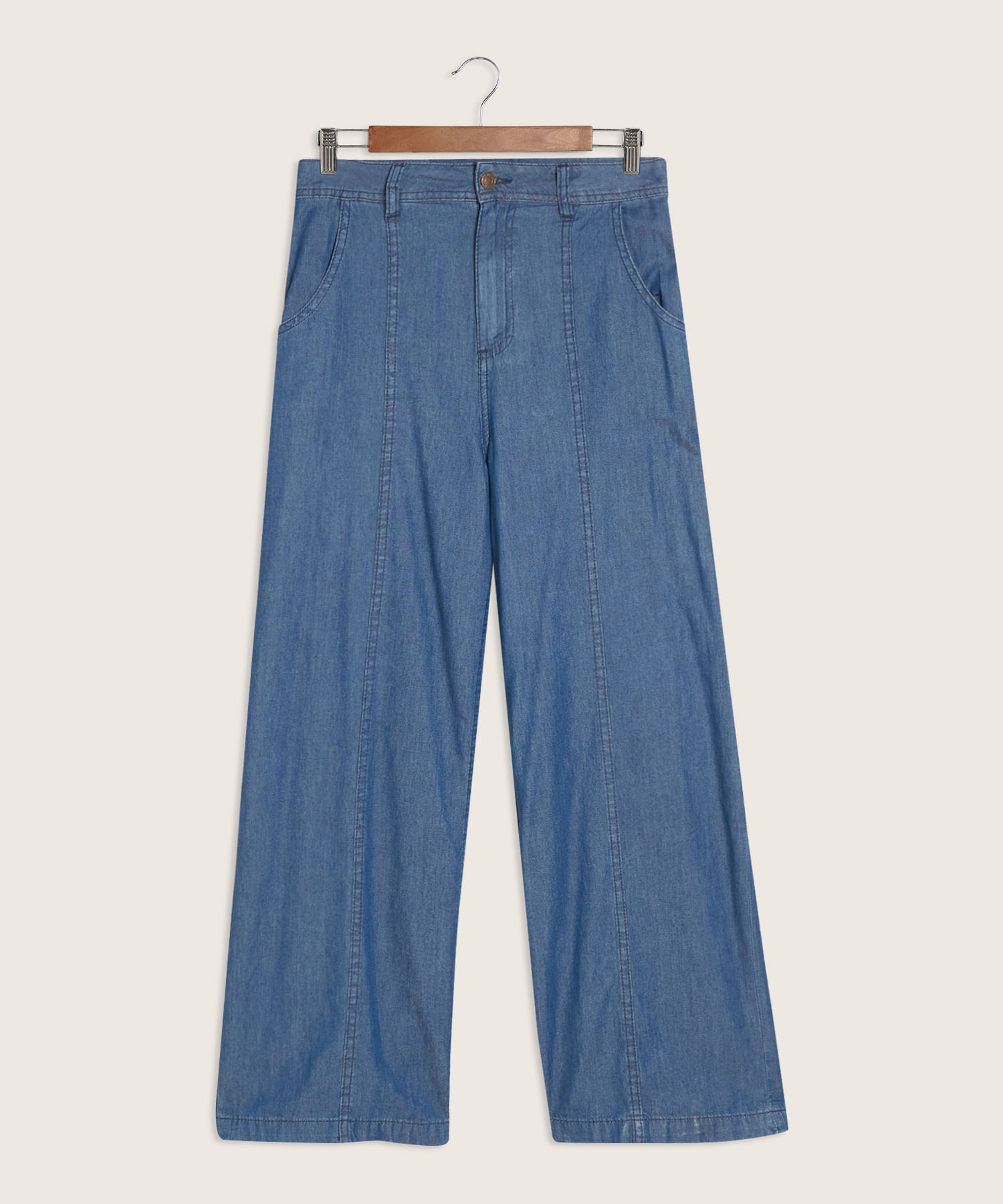 Pantalón original pretina ancha anti-cólicos con pie azul acero