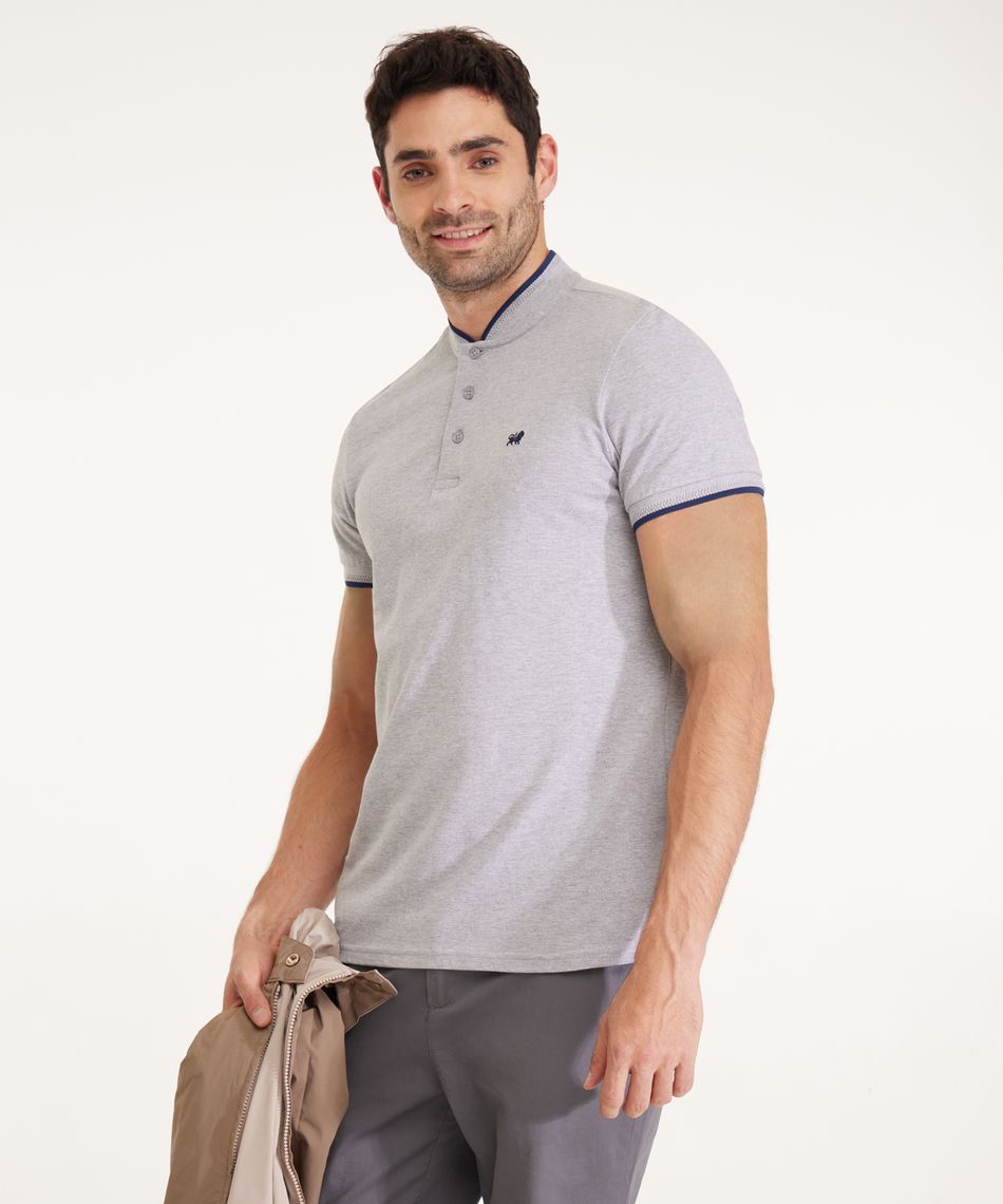 Polo Estampada Con Cuello Y Puños Tejidos Sin Bolsillo Y Silueta Slim Fit,  Living Class Línea Moda 44112346 - Patprimo