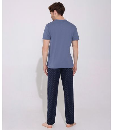 Pijama Set Camiseta Manga Larga Abierta Estampada Con Bolsillo Y Pantalon  44040167 - Patprimo