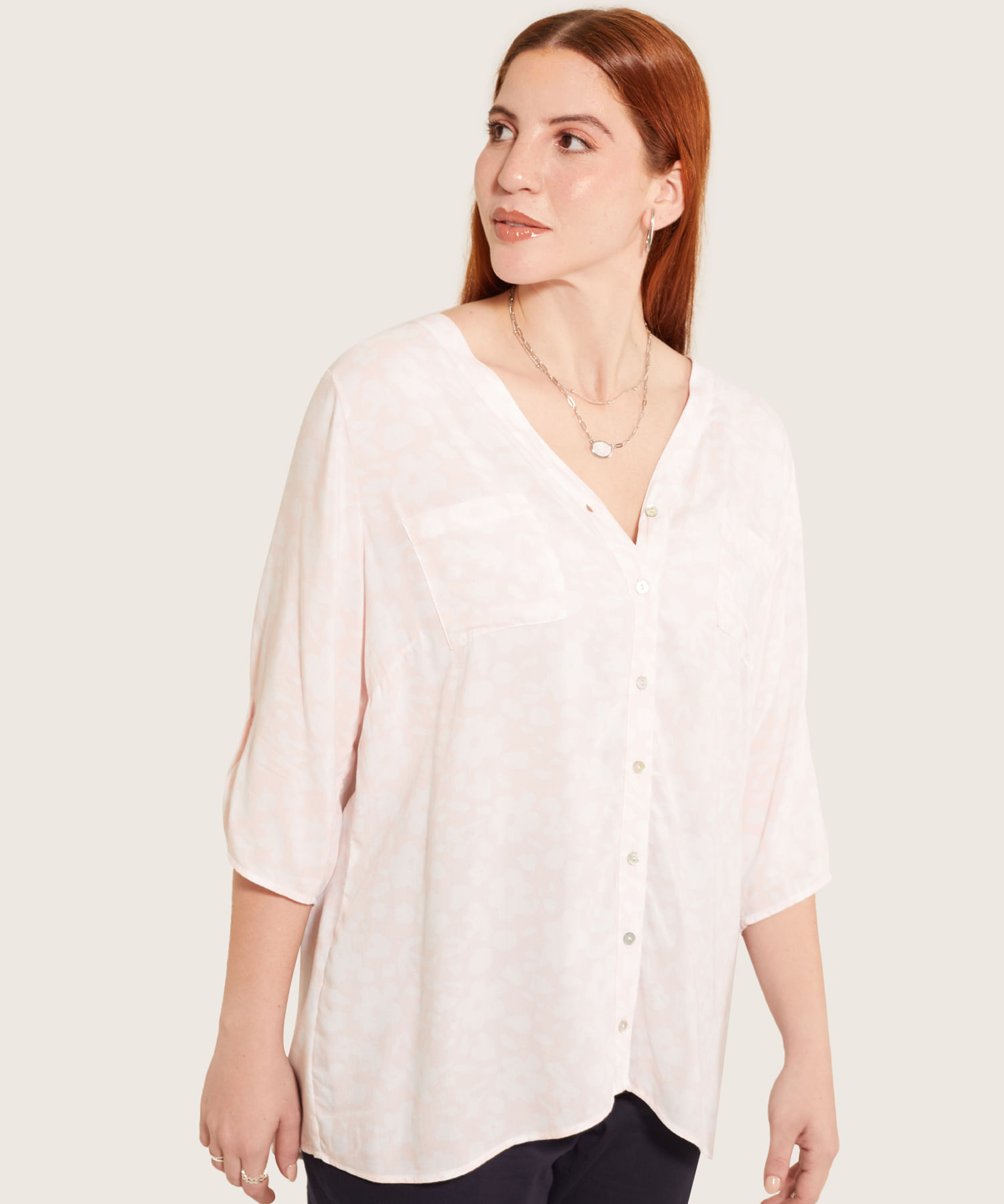 Blusa manga tres cuartos blanca hot sale