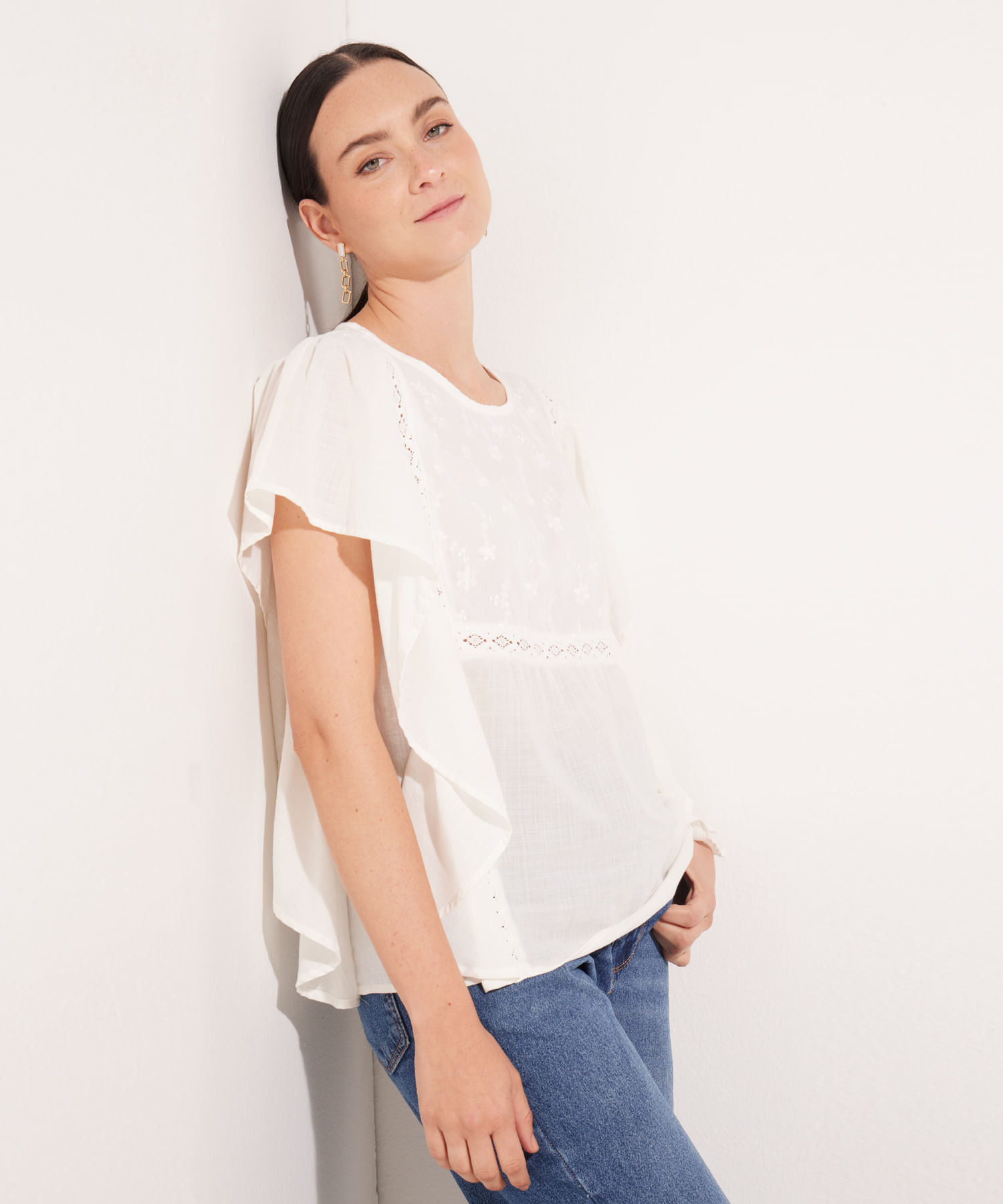 Blusas estampadas con online arandelas