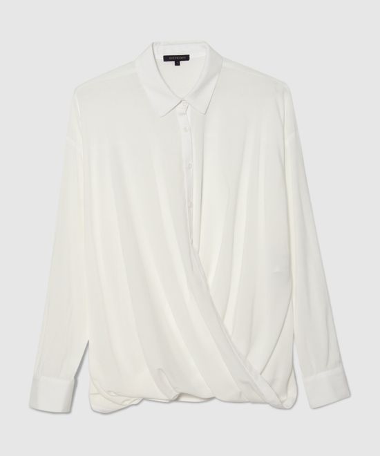  AOOF Camiseta casual de manga larga de color liso para mujer,  con cordón lateral, plisada, color blanco, camiseta para mujer, traje  adecuado para mujer (Color: camiseta negra, talla: S) : Ropa