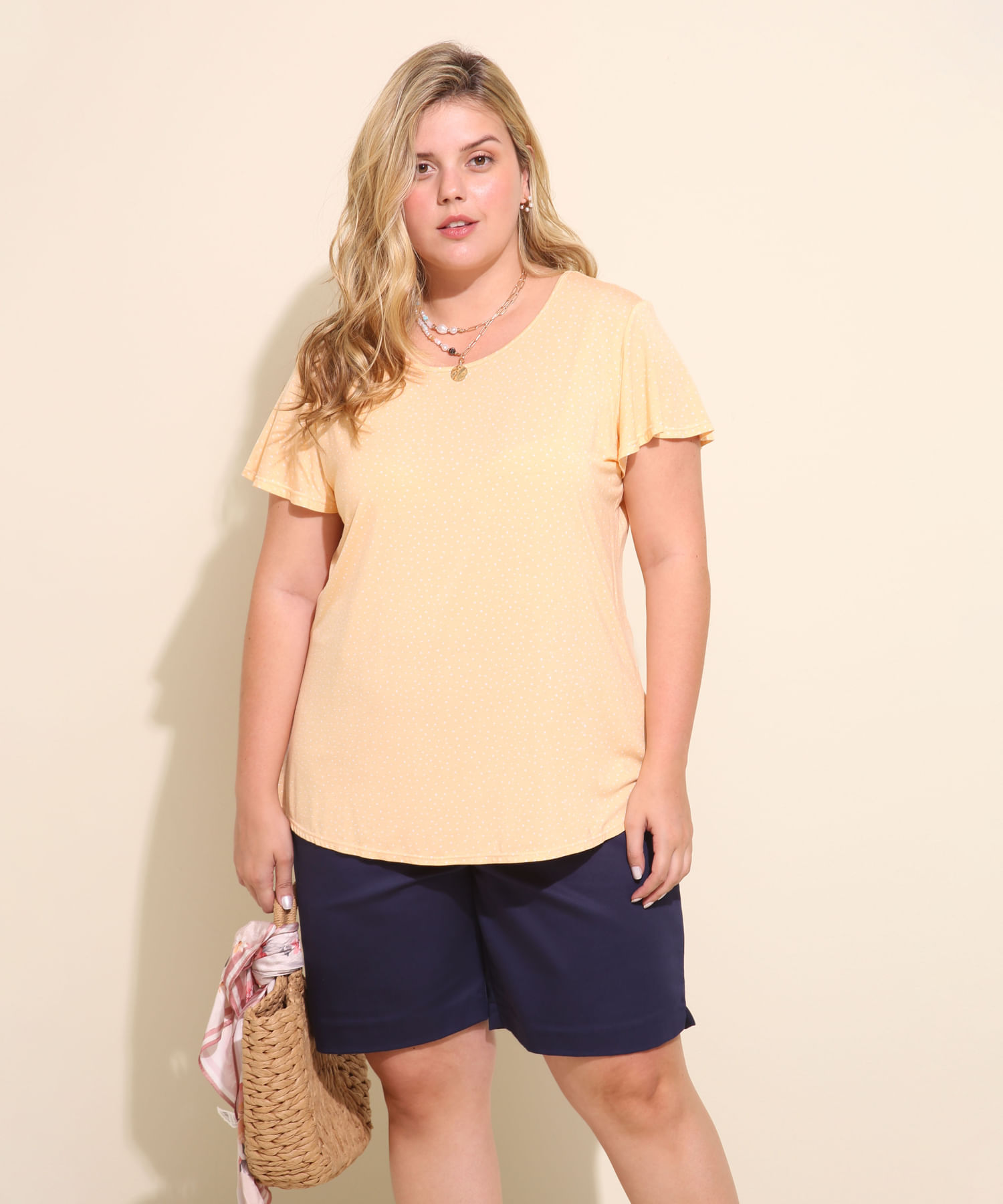 Camiseta mujer estampada manga corta Amarillo 14090621-666-S - Patprimo