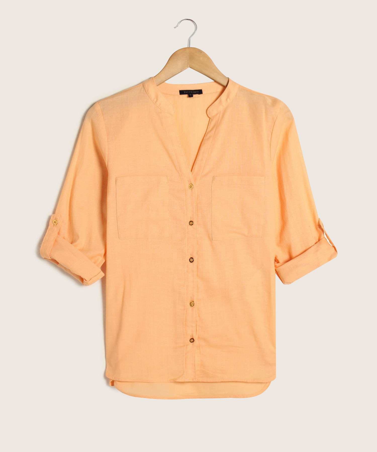 Blusa naranja manga online larga