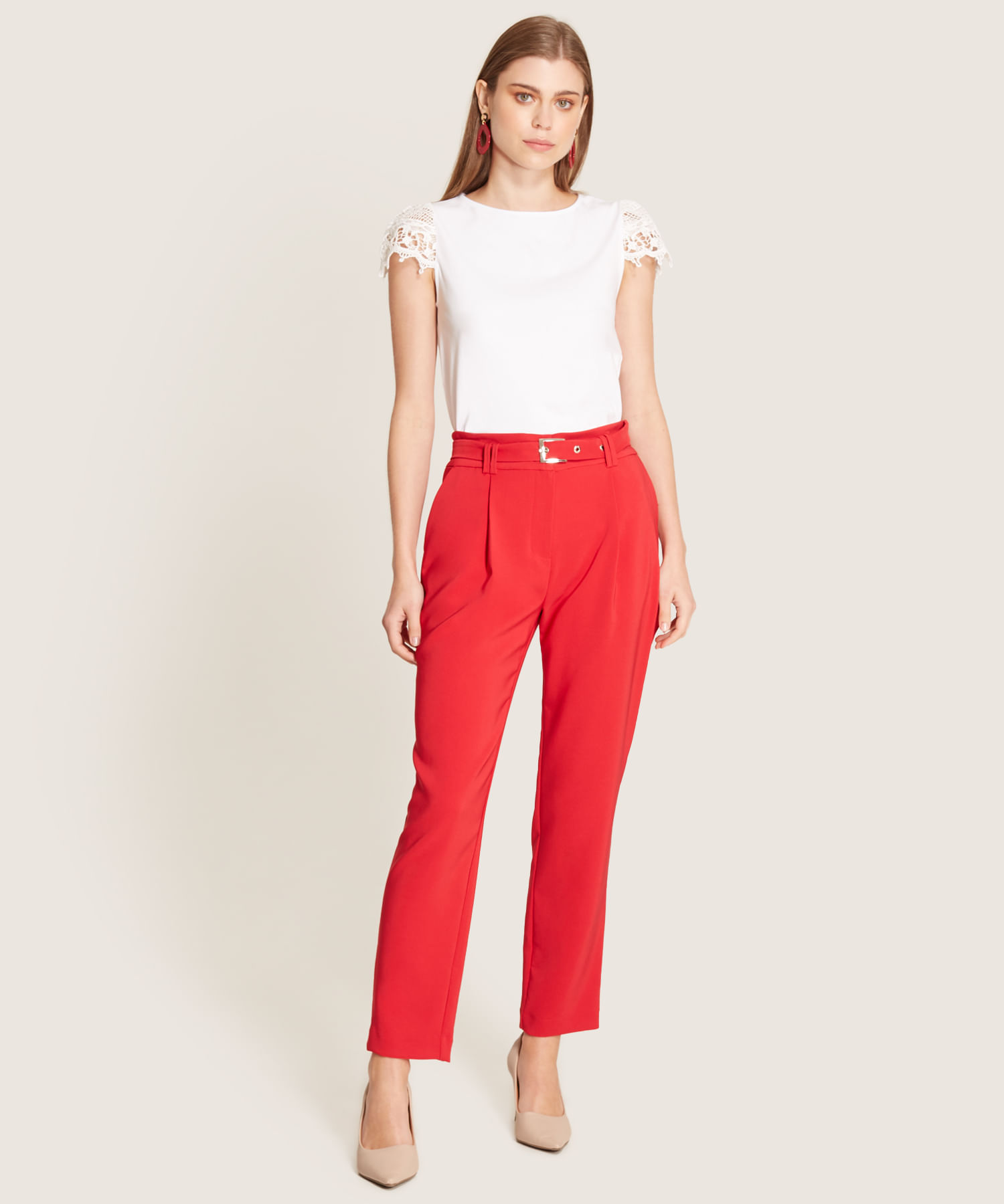 pantalon paper bag rojo